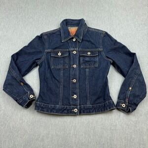 Guess Denim Trucker Jacket Womens Large Blue Western Workwear Jean Made in‎ USA